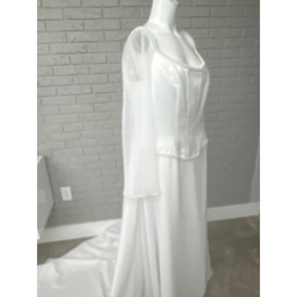 David’s Bridal Michael Angelo White Faux Pearl Wedding Dress Size 20 - Picture 8 of 16